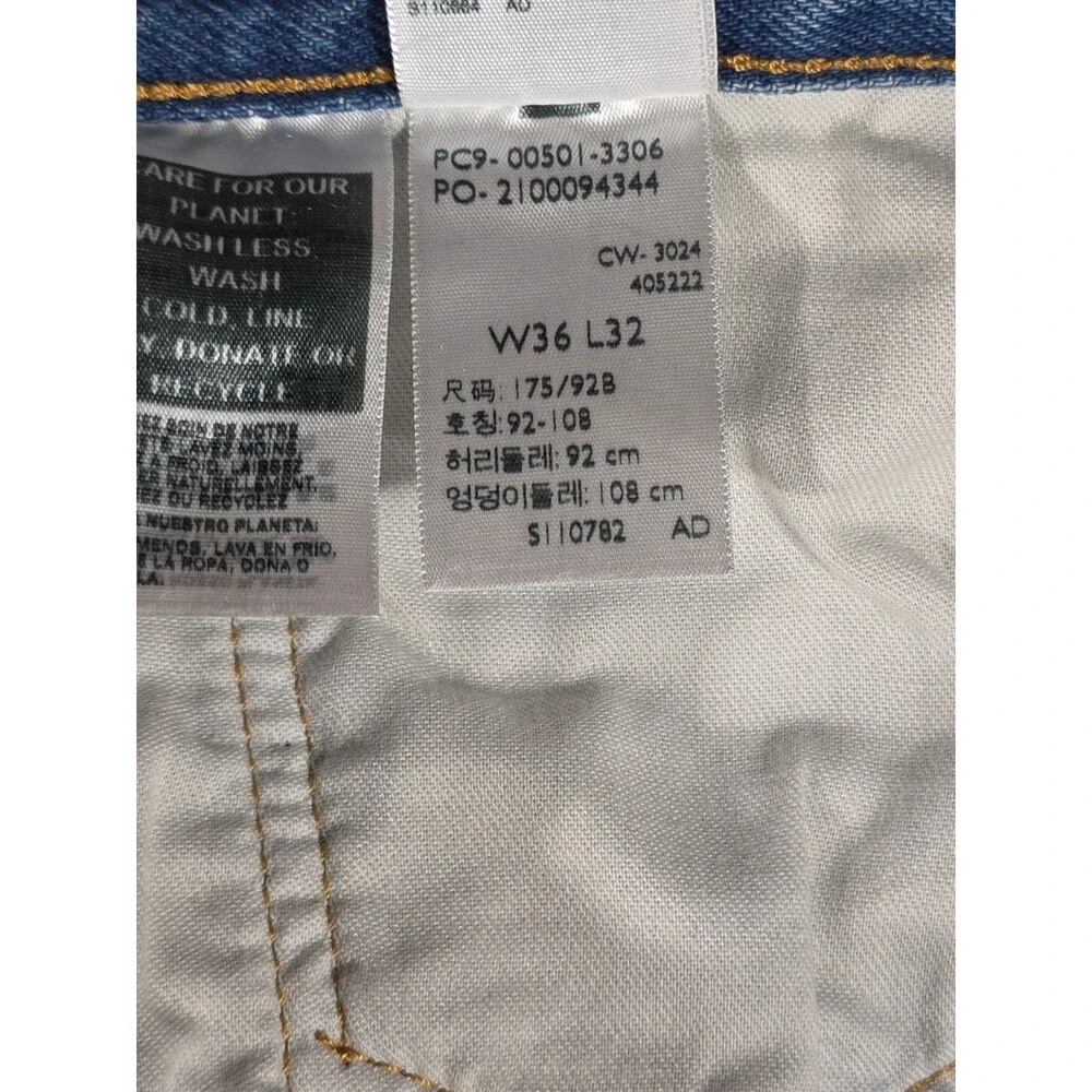 Levi's 501 Original Fit Men's Straight Leg Button Fly Denim Jeans 36x32 Cotton